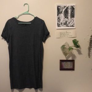 Gray Heathered Longline Shirt Dress